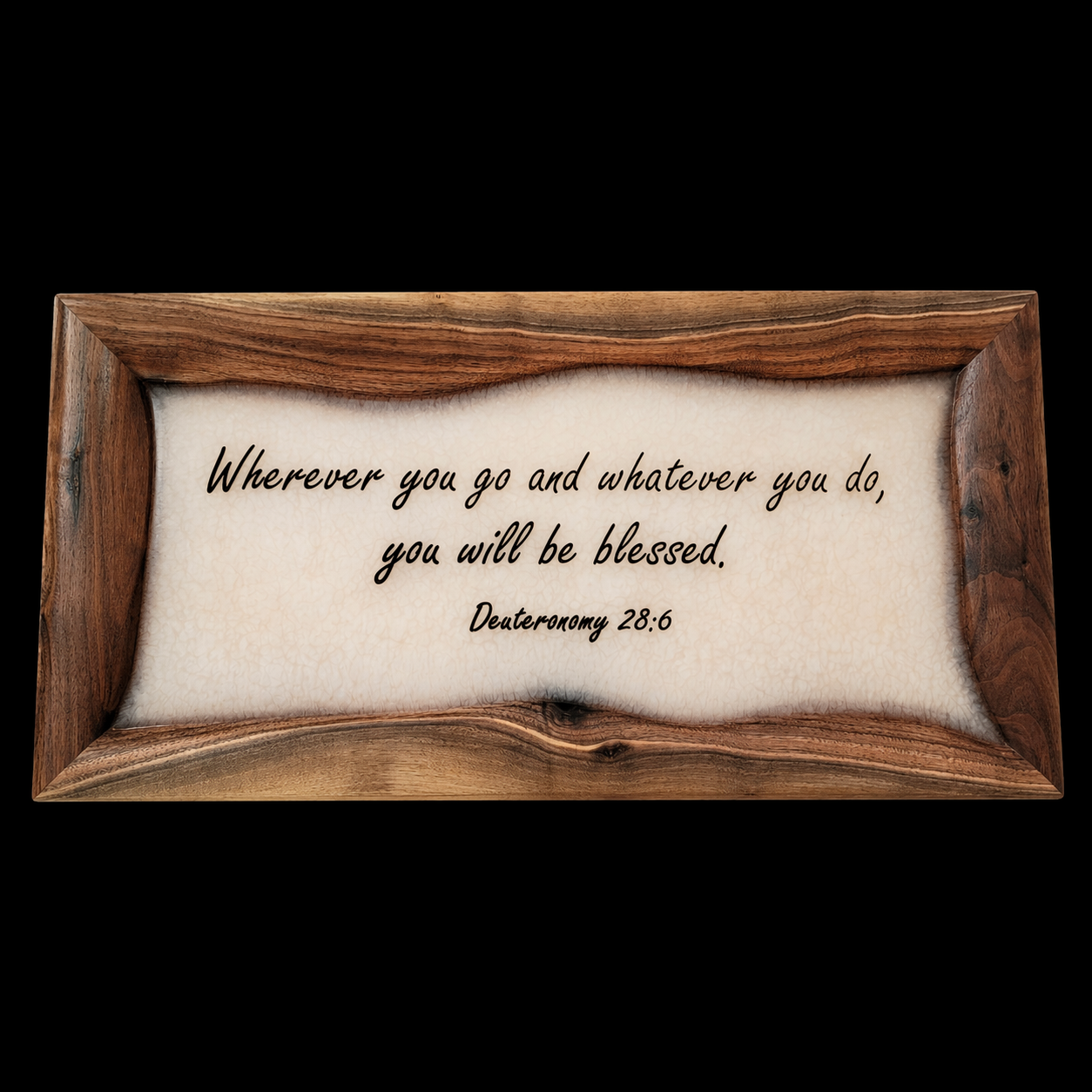 Walnut Live Edge Frame with Epoxy Center and Engraved